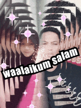 a picture of a man and woman with the words waalaikum salam