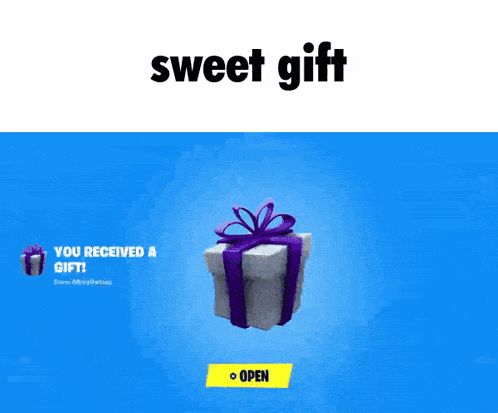 a blue background with a white gift box and the words sweet gift