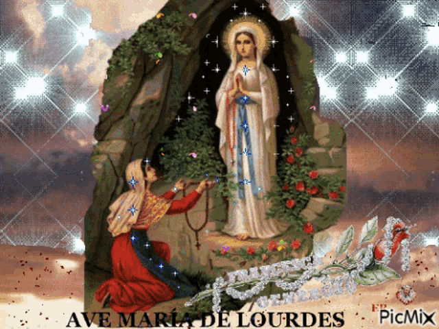 Buenas Noches Virgen De Lourdes GIF - Buenas Noches Virgen De Lourdes Sparkle GIFs