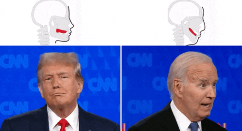 two pictures of donald trump and joe biden with cnn written in the background