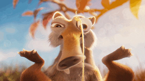 a close up of a cartoon character with a rope hanging from its nose