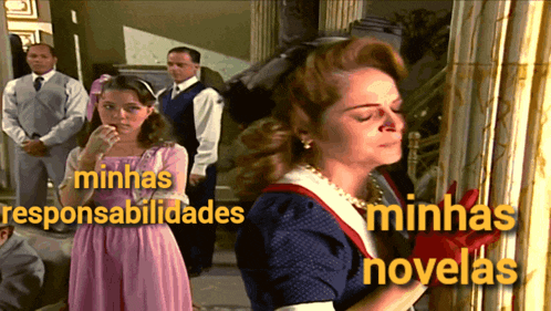 a woman in a pink dress stands in front of a sign that says minhas responsabilidades