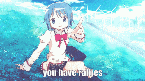 a picture of a girl with the words you have rabies
