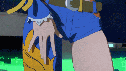 a person 's hand is on another person 's butt in a video game