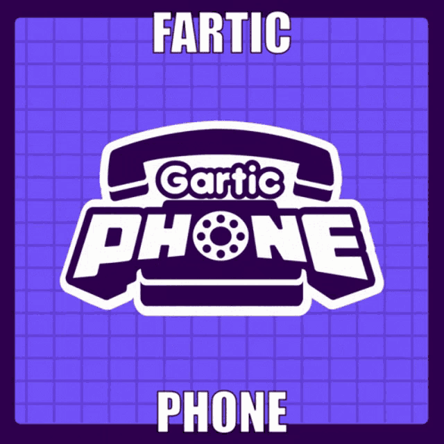 a logo for fartic gartic phone is displayed on a purple background