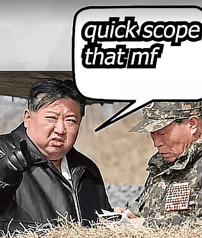 a man in a military uniform is talking to another man with a speech bubble saying quickscope that mf