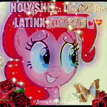 a picture of a pony with the words holy shit i love this latinx autistic on it