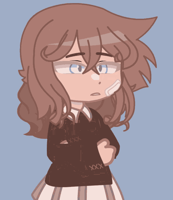 a drawing of a girl with a bandage on her lip