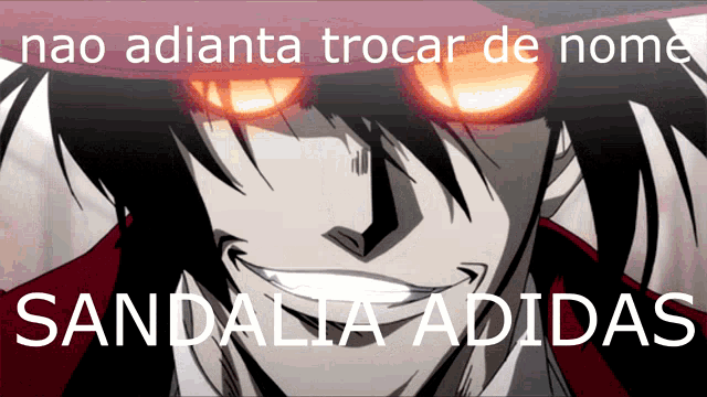 a picture of a man with red eyes and the words sandalia adidas below him