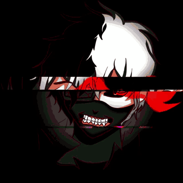 a drawing of a person with a black mask on
