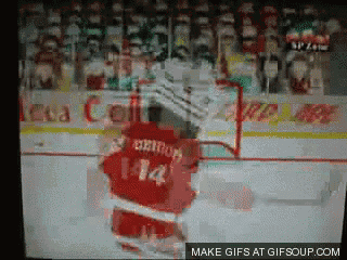 a hockey player wearing a red jersey with the number 44 on it