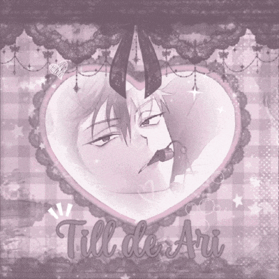 a drawing of a man in a heart shaped frame with the name till de ari on the bottom