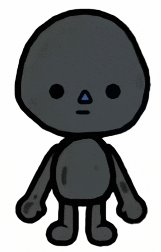 a drawing of a cartoon character with a face and a triangle nose