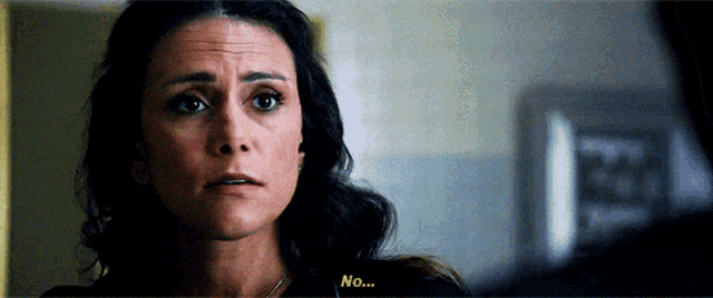a woman says " no " in a close up