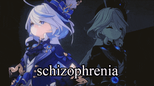 a cartoon character with the word schizophrenia on it