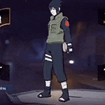 a cartoon character is standing on a stage in a video game with his back to the camera .