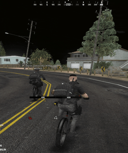 a screenshot of a video game shows a man riding a motorcycle with the number 100 on his back