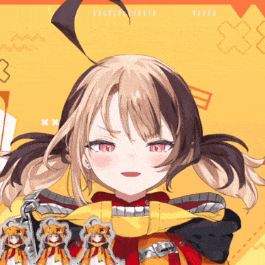 a close up of a girl 's face with a yellow background that says xxx