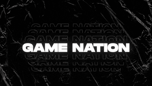 a black background with the words game nation written in white