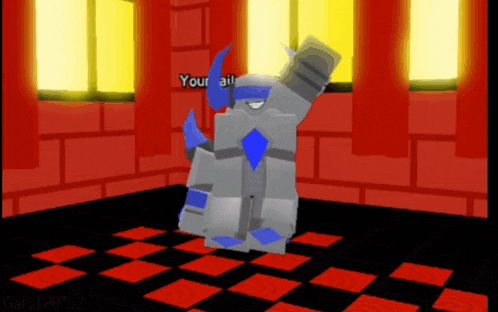 a video game character says your all in the background