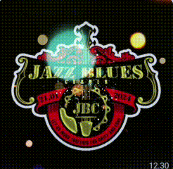 a sticker with a guitar and the words jazz blues