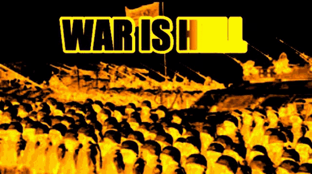a large crowd of people are gathered in front of a sign that says " warish "