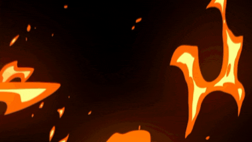 a cartoon illustration of a fire explosion with a black background