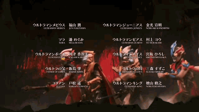 a poster of a group of cartoon characters including sora megamihan father of ultra and mother of ultra