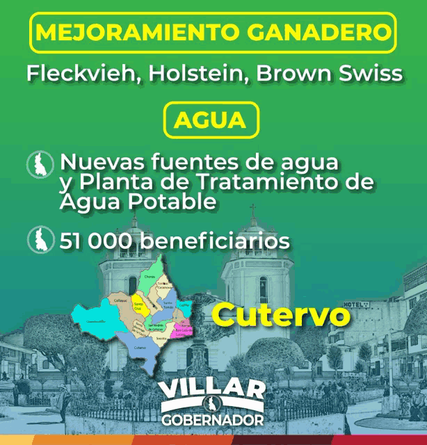 a poster that says mejoramiento ganadero agua fleckvieh holstein brown swiss