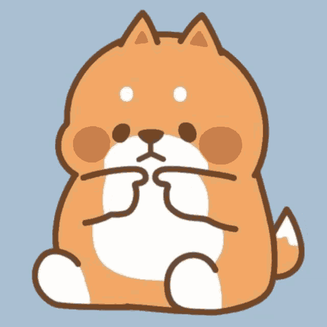 a cartoon drawing of a dog covering its face with its hands