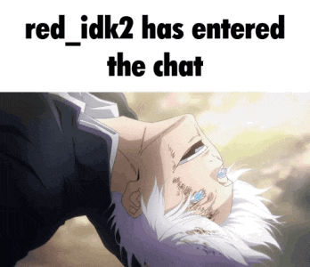 a picture of a man with white hair and the words red_idk2 has entered the chat