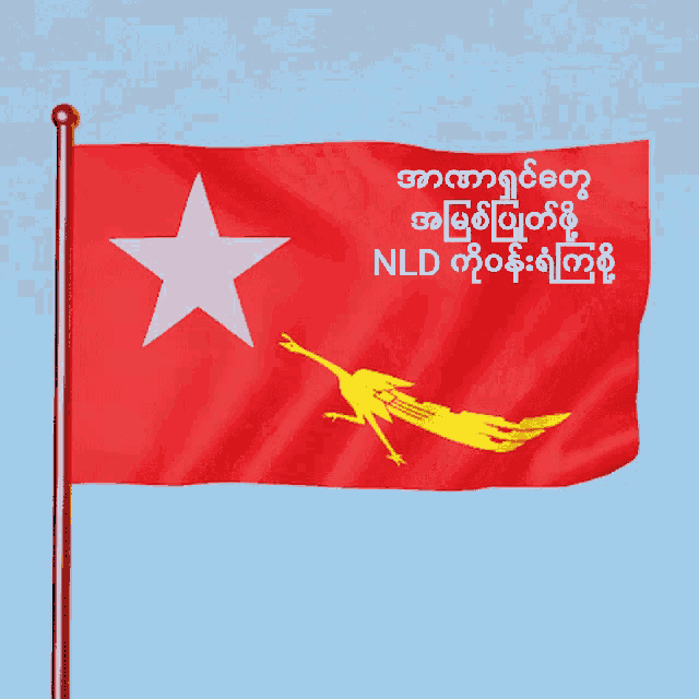 a red flag that says nld on it with a white star