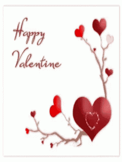 a valentine 's day card with hearts on a tree branch