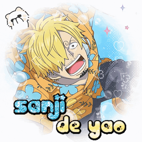 a picture of sanji de yao with a cat behind him