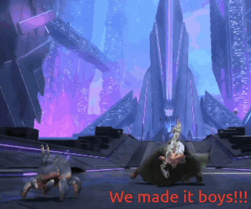 an animated image with the words we made it boys in red