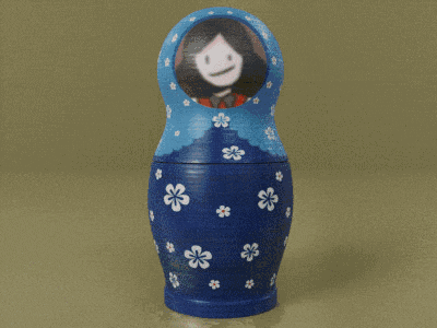 three russian nesting dolls with flowers on them