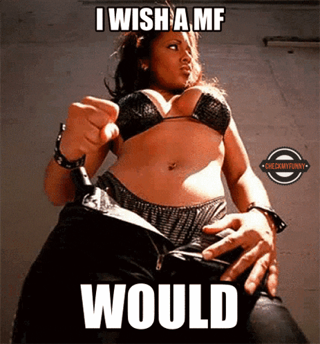 a picture of a woman in a bikini with a caption that says i wish a mf would
