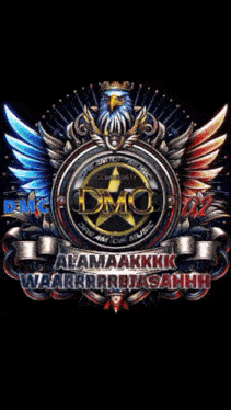 a logo for dmc dream of music with an eagle on top
