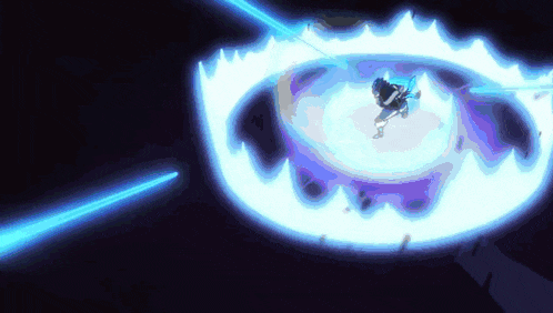 a cartoon character is surrounded by a blue flame