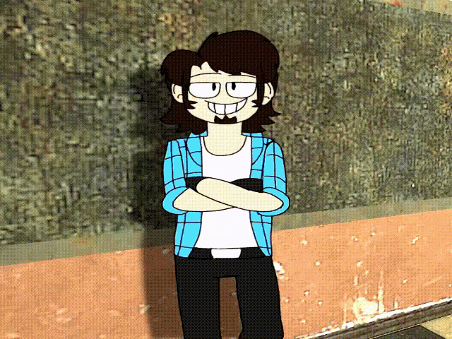a cartoon of a man with his arms crossed