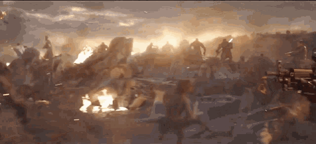 a group of people are fighting each other in a battle