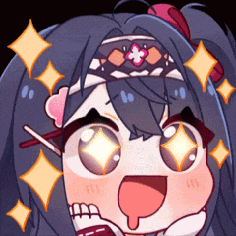 a cartoon drawing of a girl with her eyes shining