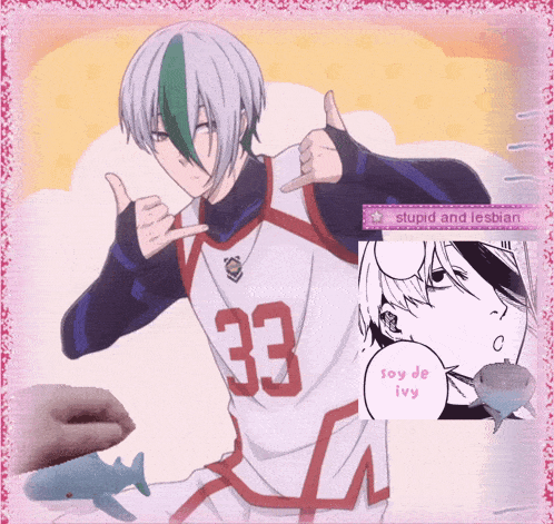a boy with the number 33 on his jersey giving a thumbs up