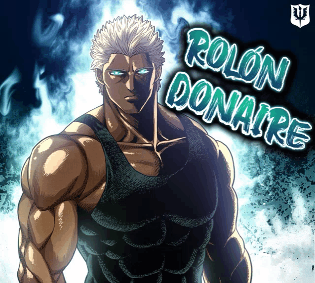 a drawing of a muscular man with the name rolon donatre on the bottom