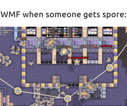 a screenshot of a game with the words wmf when someone gets sponged