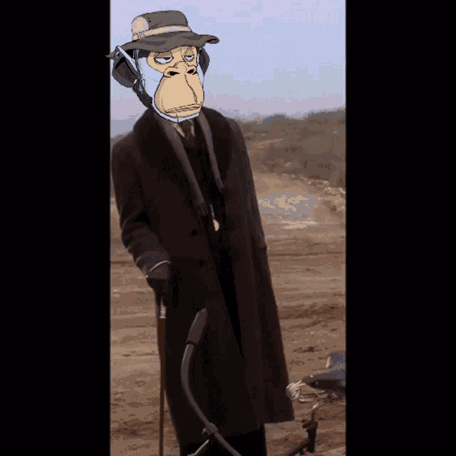 a cartoon of a man with a monkey face on his face and the word tribe on the bottom