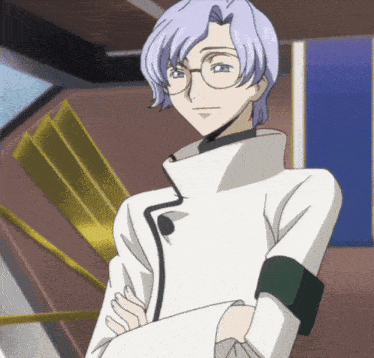 a cartoon character with glasses and a white jacket
