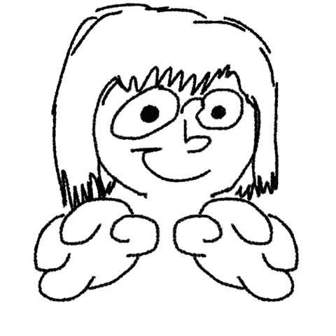 a black and white drawing of a woman 's face and hands