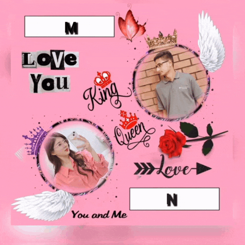 a pink background with the words love you king queen and you and me on it
