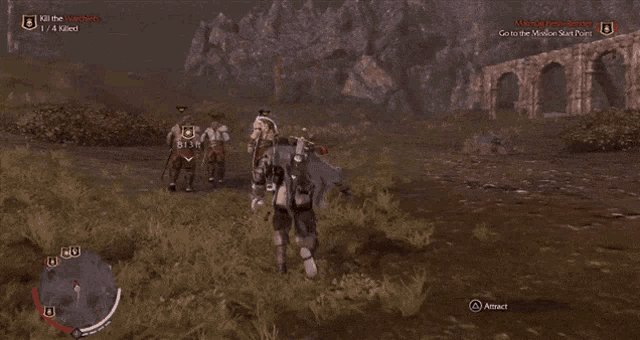 a screenshot of a video game shows a man being attacked